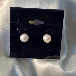 Handmade Classic White Pearl Earrings with natural materials